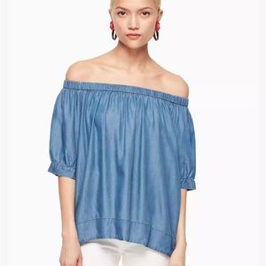 Kate Spade Broome Street Chambray Off the Shoulder Top